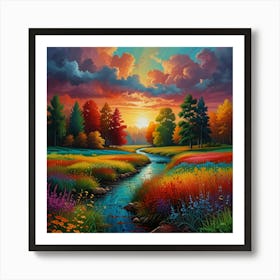 Colorful Nature Painting Art Print 0 (2) Art Print