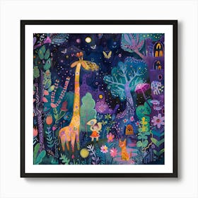 Giraffe In The Forest Art Print