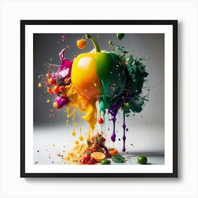 Crazy Colorful Fruit Splash Art Print