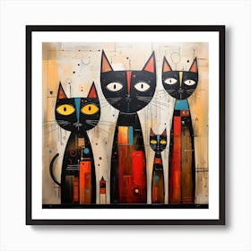 Feline Unity A Symphony Of Serenity Art Print