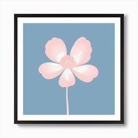 A White And Pink Flower In Minimalist Style Square Composition 262 Art Print