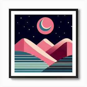 Moon And Mountains Art Print