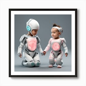 Two Children In Robot Suits 1 Art Print