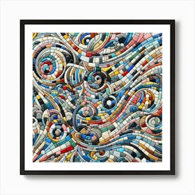 Colorful Mosaic Using Broken Ceramic Tiles Art Print