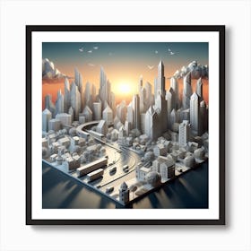 Origami city Art Print