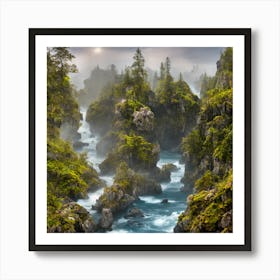 Waterfall In The Forest Art Print