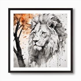 Lion In Watercolor Art Print