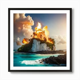 Flaming Island Art Print