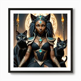 Black Cat Witch Art Print