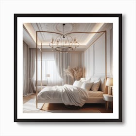 Bedroom With A Chandelier Art Print