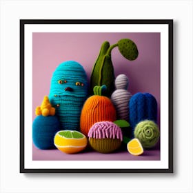 Knitted Monsters Art Print