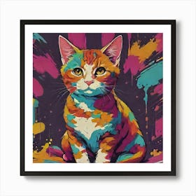 Colorful Cat Art Print