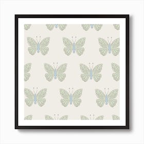 Butterflies On A White Background Art Print