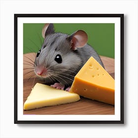 Surrealism Art Print | Mouse Chooses Light Colored Cheese Wedge Art Print