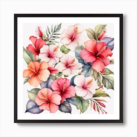 Pattern with Hibiscus flowers 3 Art Print