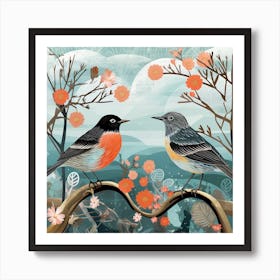 Bird In Nature Robin 8 Art Print