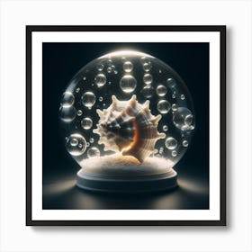 Sea Shell In A Snow Globe Art Print