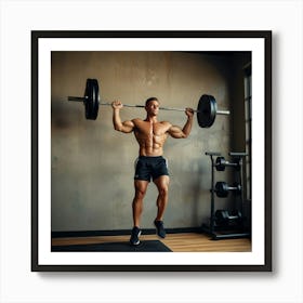 Man Lifting Barbell In Gym Art Print