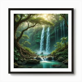 Waterfall In The Forest 16 Art Print