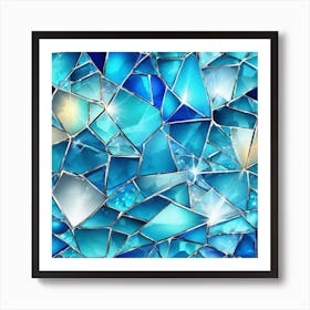 Blue Glass Mosaic Background 1 Art Print