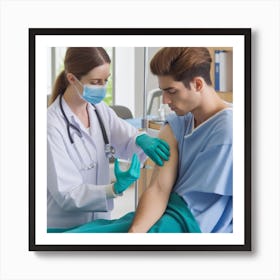 Doctor Giving Injection To Patient Poster