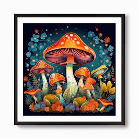 Mushrooms In The Forest 23 Art Print