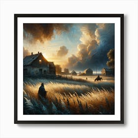 Sunset In The Field Art Print