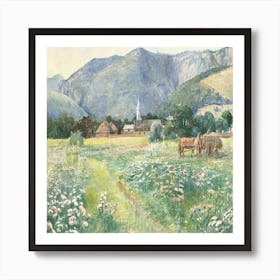 Farm In The Mountains Art Print