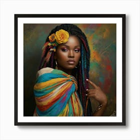 African Woman With Dreadlocks 1 Art Print