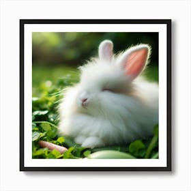 White Bunny Art Print