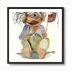 He Troll - fairy tale kids children game room square hand painted Art Print