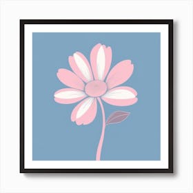 A White And Pink Flower In Minimalist Style Square Composition 545 Art Print