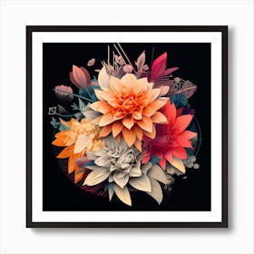 Abstract Flowers Art Print