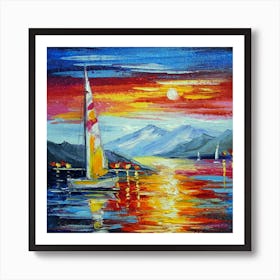 Sunset by the mountains Art Print