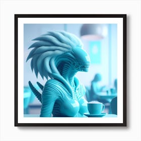 Alien In Coffee Shop 2 Art Print