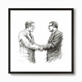 Two Men Shaking Hands Art Print