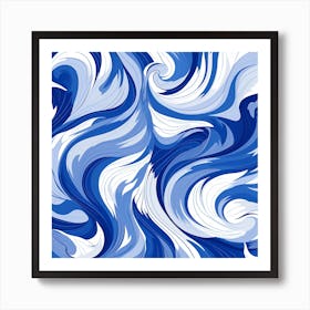 Blue And White Swirls 1 Art Print