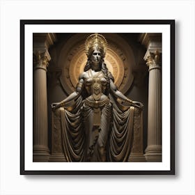 Greek Goddess In Black And Gold Art Print. Generated with AI, Art Style Imagine V4, Negative Promt no unpopular themes, CFG Scale 3.0, Step Scale 50. Art Print
