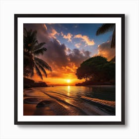 Sunset At The Beach 149 Art Print