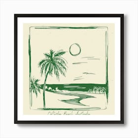 Cottesloe Beach, Australia Green Line Art Illustration Art Print