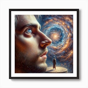 Man Looking At A Galaxy Art Print