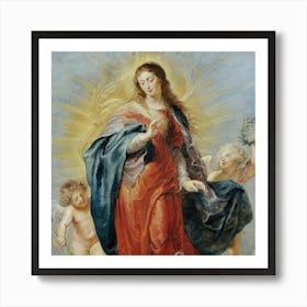 Virgin And The Angels Art Print