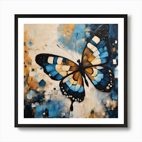 Decorative Butterfly in Blue and Cream IV Art Print