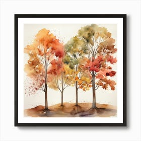 Watercolor Of Autumn Trees 1 Art Print 2 Art Print