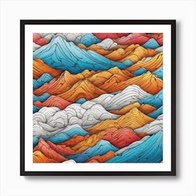 Abstract Mountains Seamless Pattern Art Print