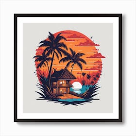 Sunset At The Beach Art Print