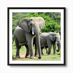 Elephants In The Savannah 2 Art Print