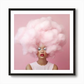 Portrait Of A Young Woman With Pink Hair Art Print