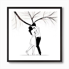 Couple Kissing Under A Tree 7 Art Print
