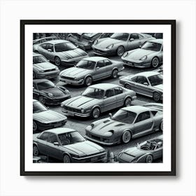 Collection Of Classic Cars Art Print